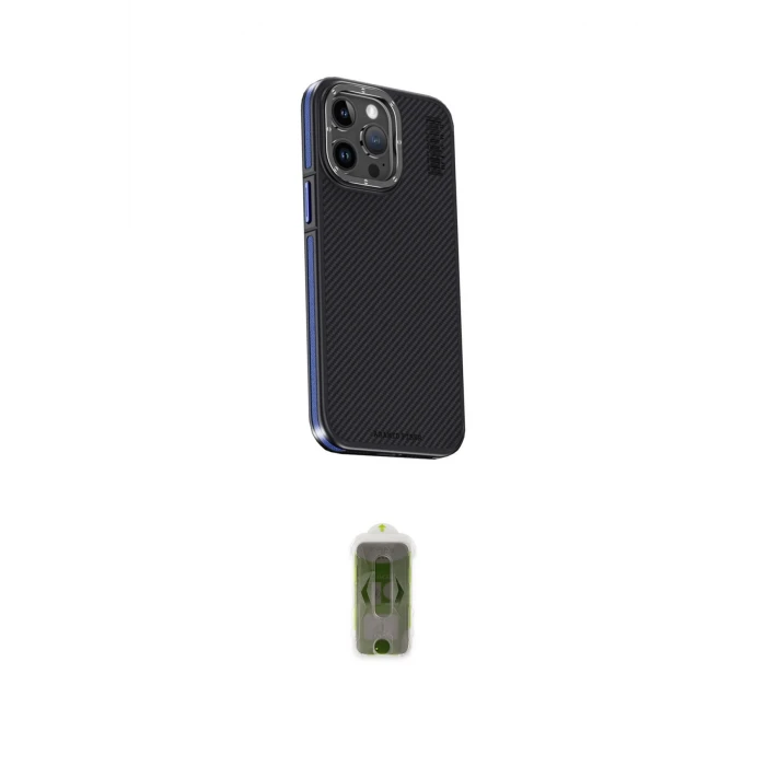 ieg™ iPhone 15 Pro Max Kılıf Kıvılcım Modern Özel Seri - Siyah Joko Magic 5D Hayalet Cam