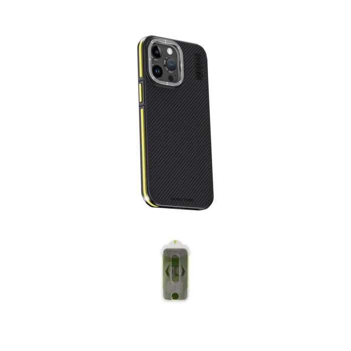 ieg™ iPhone 15 Pro Max Kılıf Kıvılcım Modern Özel Seri - Siyah Joko Magic 5D Hayalet Cam