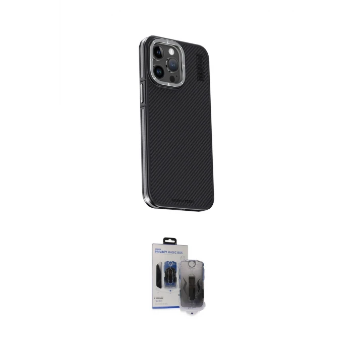 ieg™ iPhone 15 Pro Max Kılıf Kıvılcım Modern Özel Seri - Siyah Vanessa Magic Hayalet Cam