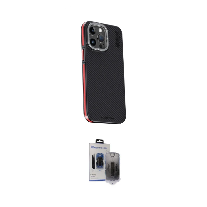 ieg™ iPhone 15 Pro Max Kılıf Kıvılcım Modern Özel Seri - Siyah Vanessa Magic Hayalet Cam