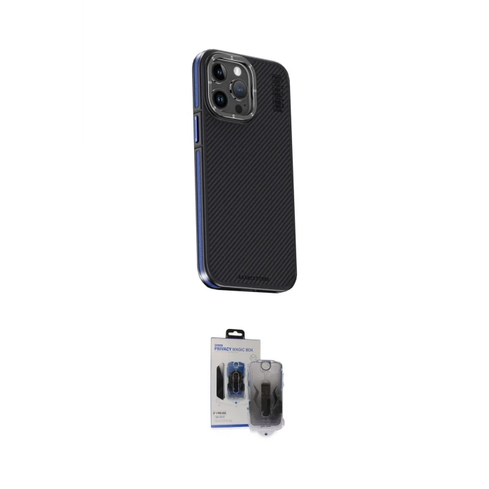 ieg™ iPhone 15 Pro Max Kılıf Kıvılcım Modern Özel Seri - Siyah Vanessa Magic Hayalet Cam