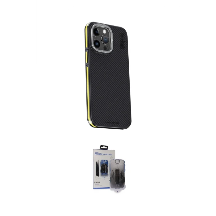ieg™ iPhone 15 Pro Max Kılıf Kıvılcım Modern Özel Seri - Siyah Vanessa Magic Hayalet Cam