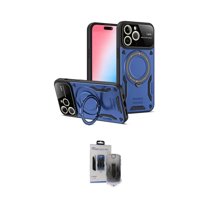 ieg™ iPhone 15 Pro Max Kılıf Kıvılcım Modern Serisi - Siyah Vanessa Magic Hayalet Cam