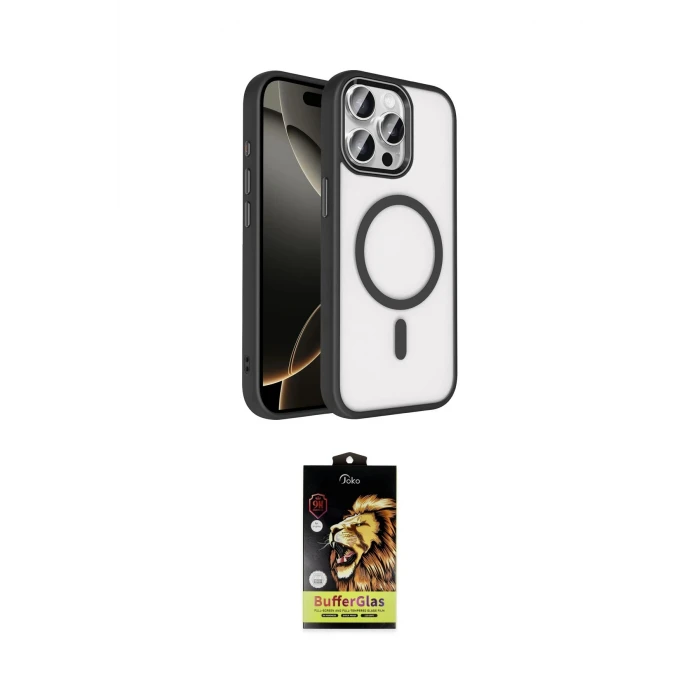 ieg™ iPhone 15 Pro Max Kılıf Kıvılcım Prime - Siyah Buffer Cam Ekran Koruyucu