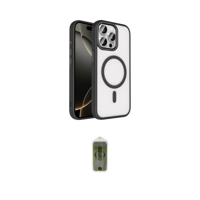 ieg™ iPhone 15 Pro Max Kılıf Kıvılcım Prime - Siyah Joko Magic 5D Hayalet Cam