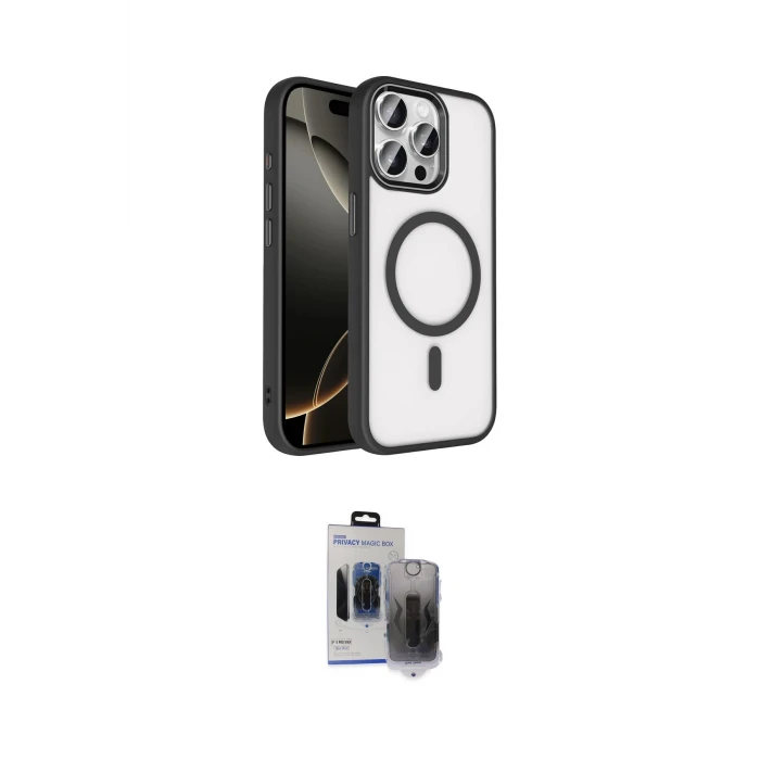 ieg™ iPhone 15 Pro Max Kılıf Kıvılcım Prime - Siyah Vanessa Magic Hayalet Cam