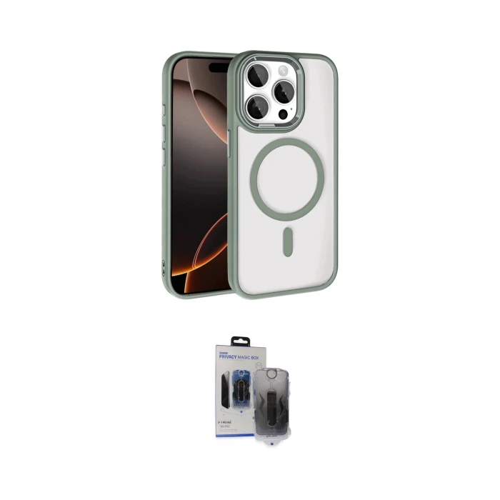 ieg™ iPhone 15 Pro Max Kılıf Kıvılcım Prime - Siyah Vanessa Magic Hayalet Cam