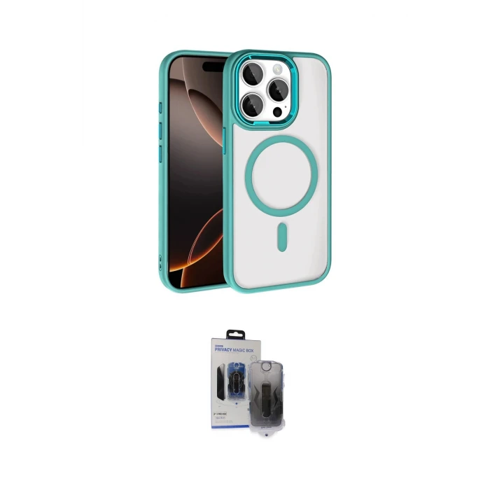 ieg™ iPhone 15 Pro Max Kılıf Kıvılcım Prime - Siyah Vanessa Magic Hayalet Cam