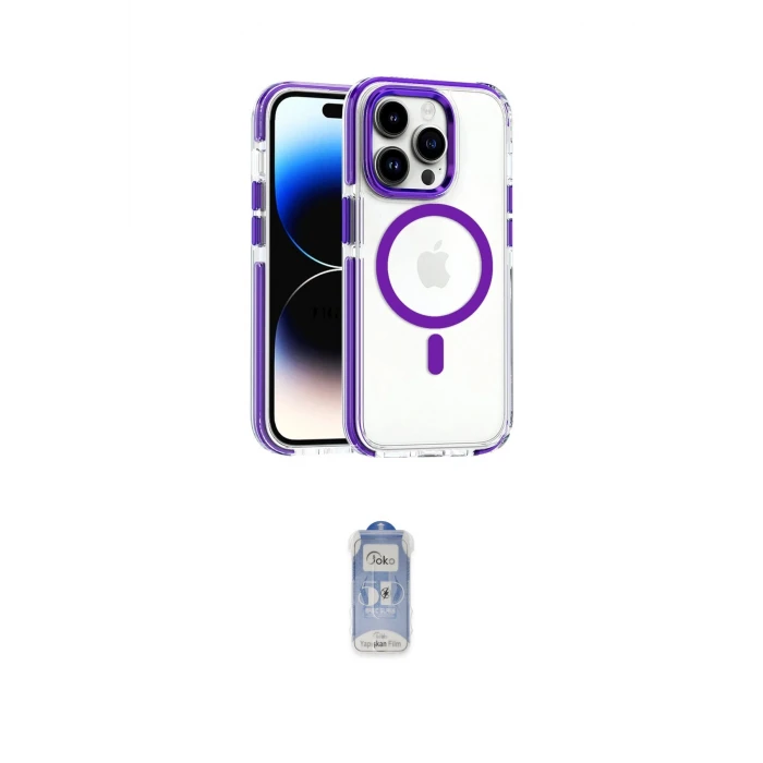 ieg™ iPhone 15 Pro Max Kılıf Kozmos Doku Koleksiyonu - Siyah Joko Magic 5D Cam