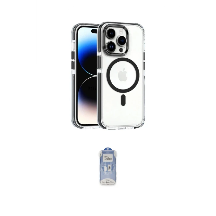 ieg™ iPhone 15 Pro Max Kılıf Kozmos Doku Koleksiyonu - Siyah Joko Magic 5D Cam