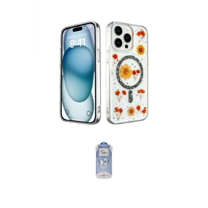 ieg™ iPhone 15 Pro Max Kılıf Kozmos Doku - Siyah Joko Magic 5D Cam