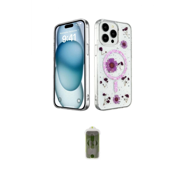 ieg™ iPhone 15 Pro Max Kılıf Kozmos Doku - Siyah Joko Magic 5D Hayalet Cam