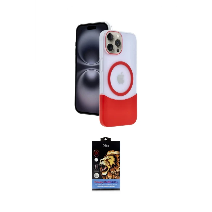 ieg™ iPhone 15 Pro Max Kılıf Kozmos Form Özel Seri - Siyah Buffer Hayalet Cam Ekran Koruyucu