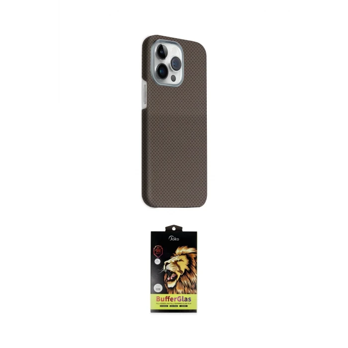ieg™ iPhone 15 Pro Max Kılıf Kozmos Klasik Prime - Siyah Buffer Cam Ekran Koruyucu
