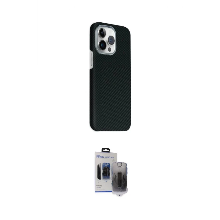 ieg™ iPhone 15 Pro Max Kılıf Kozmos Klasik Prime - Siyah Vanessa Magic Hayalet Cam