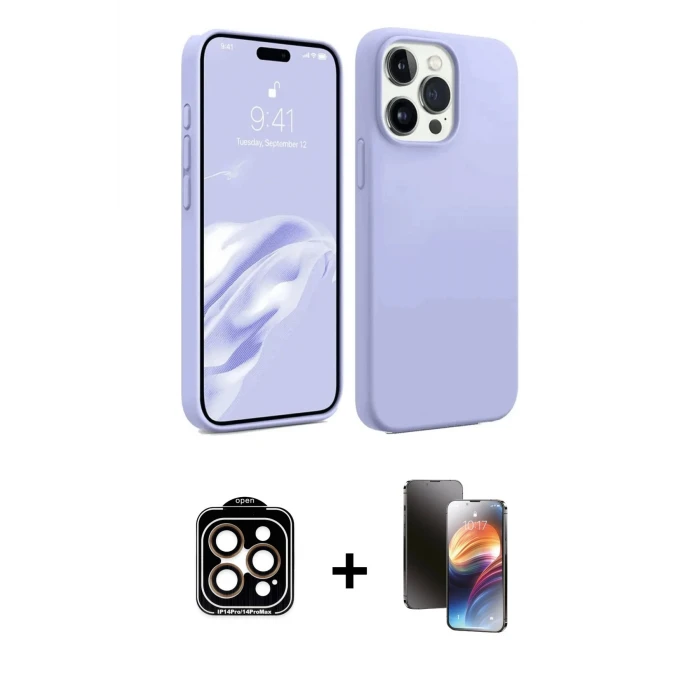 ieg™ iPhone 15 Pro Max Kılıf Kozmos Yansıma Özel Seri - Siyah 3D Antistatik Mat Seramik Nano Ekran Koruyucu + PVD Metal Kamera Lens - TU