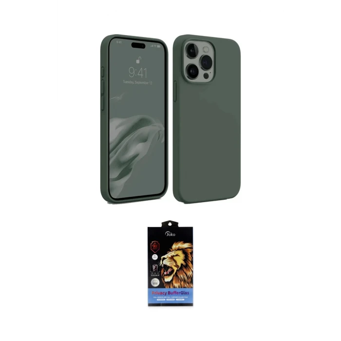 ieg™ iPhone 15 Pro Max Kılıf Kozmos Yansıma Özel Seri - Siyah Buffer Hayalet Cam Ekran Koruyucu