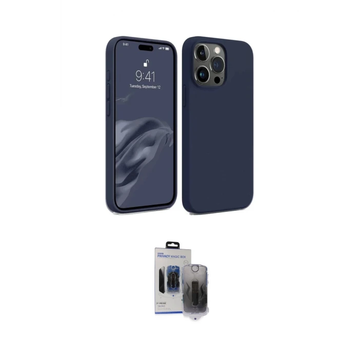 ieg™ iPhone 15 Pro Max Kılıf Kozmos Yansıma Özel Seri - Siyah Vanessa Magic Hayalet Cam