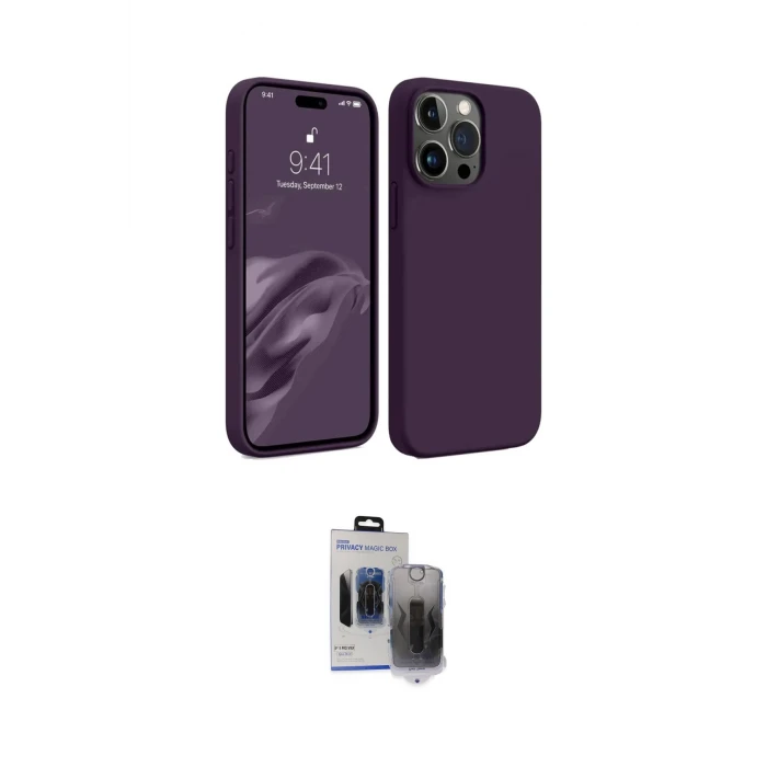 ieg™ iPhone 15 Pro Max Kılıf Kozmos Yansıma Özel Seri - Siyah Vanessa Magic Hayalet Cam