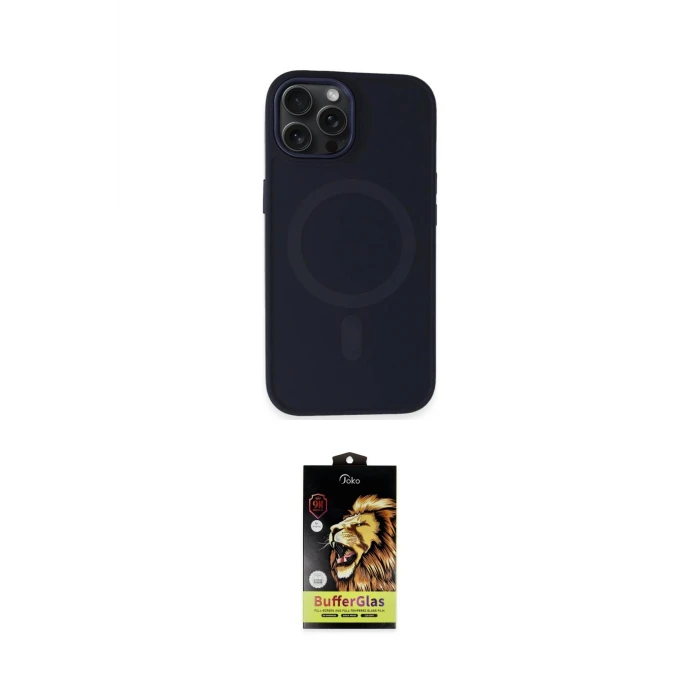 ieg™ iPhone 15 Pro Max Kılıf Kutup Serisi - Siyah Buffer Cam Ekran Koruyucu