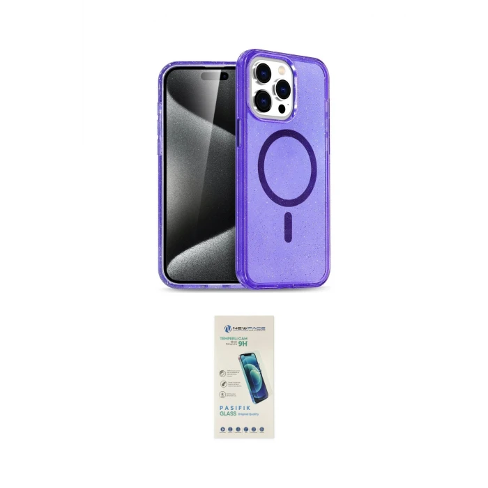 ieg™ iPhone 15 Pro Max Kılıf Nova Asil Prime - Şeffaf Pasifik Cam Ekran Koruyucu