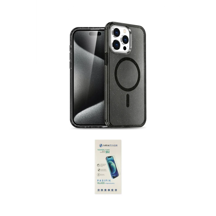 ieg™ iPhone 15 Pro Max Kılıf Nova Asil Prime - Şeffaf Pasifik Cam Ekran Koruyucu