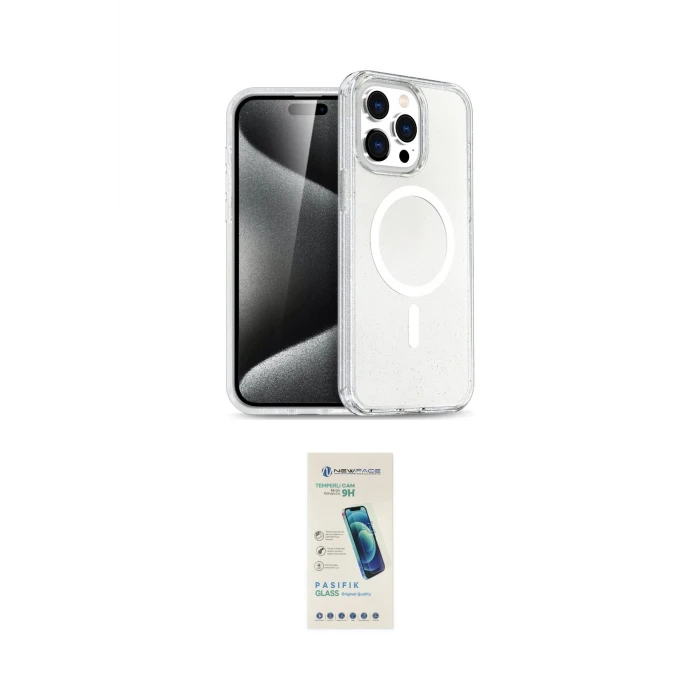 ieg™ iPhone 15 Pro Max Kılıf Nova Asil Prime - Şeffaf Pasifik Cam Ekran Koruyucu