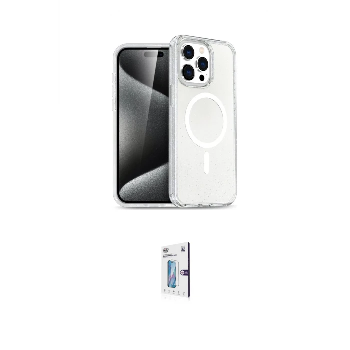 ieg™ iPhone 15 Pro Max Kılıf Nova Asil Prime - Siyah Bilvis 0.18mm Plus Cam Ekran Koruyucu