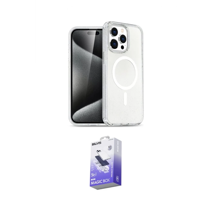 ieg™ iPhone 15 Pro Max Kılıf Nova Asil Prime - Siyah Bilvis 5in1 5D Magic Hayalet Cam Ekran Koruyucu