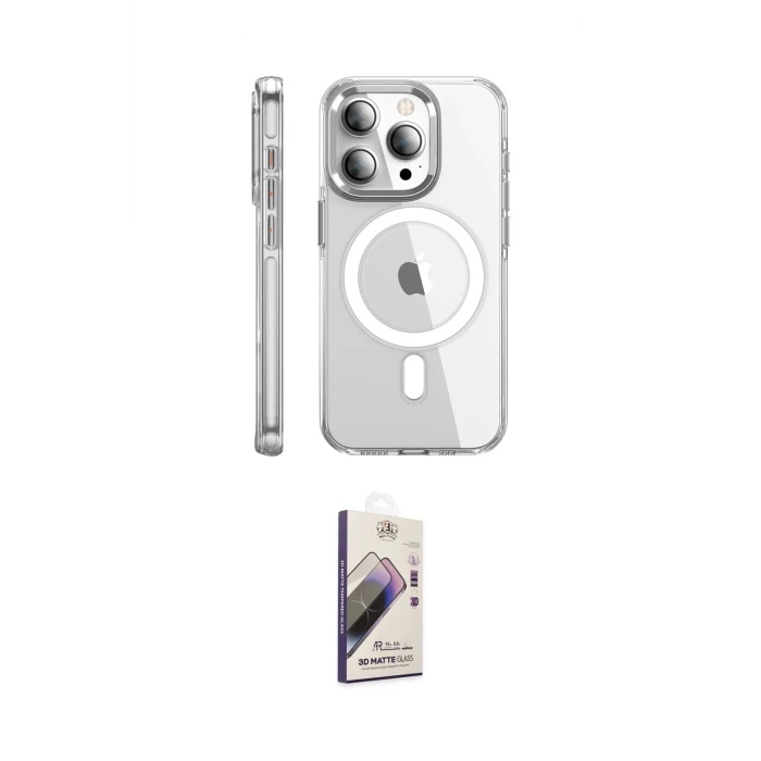 ieg™ iPhone 15 Pro Max Kılıf Nova Doku - Siyah Bilvis 3D Mat Cam Ekran Koruyucu