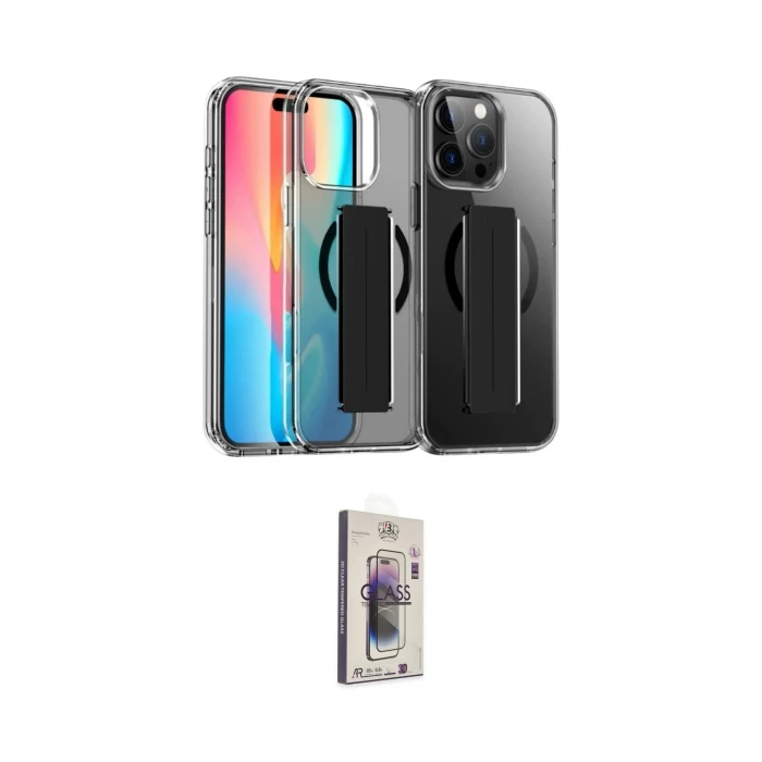 ieg™ iPhone 15 Pro Max Kılıf Nova Işık Koleksiyonu - Siyah Bilvis 3D Cam Ekran Koruyucu
