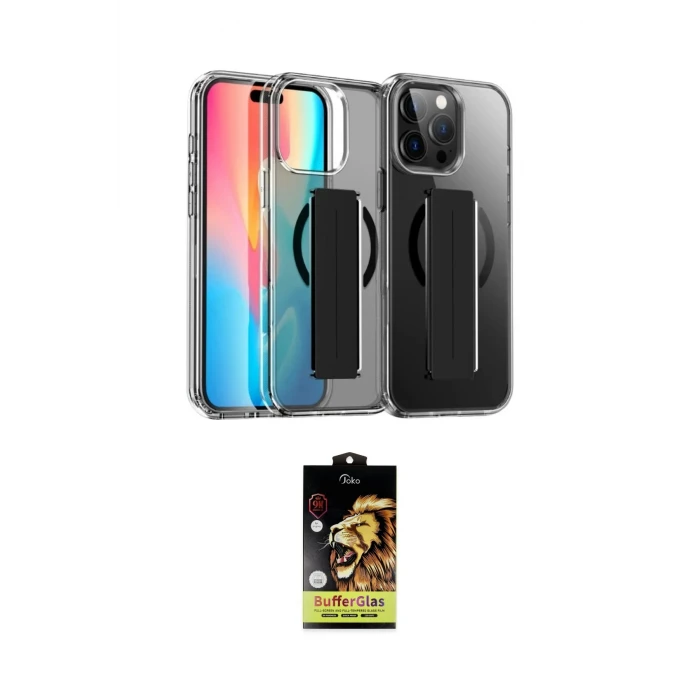 ieg™ iPhone 15 Pro Max Kılıf Nova Işık Koleksiyonu - Siyah Buffer Cam Ekran Koruyucu