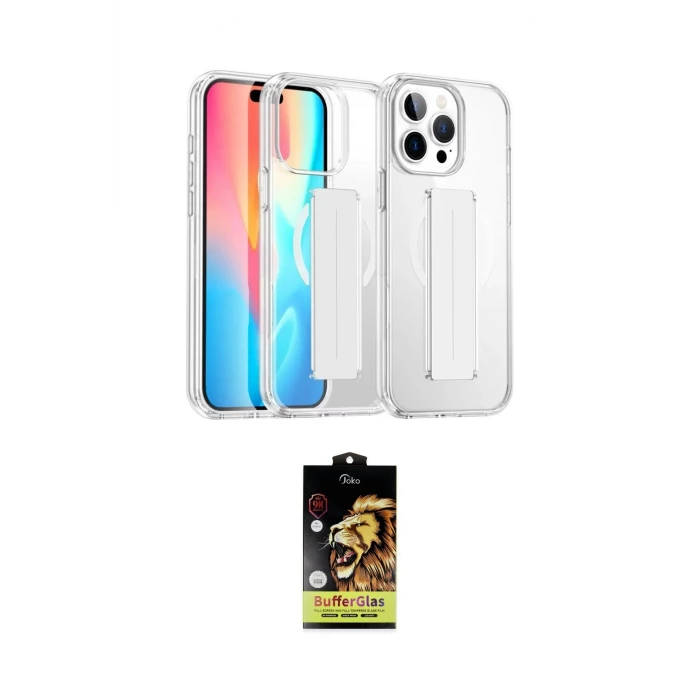 ieg™ iPhone 15 Pro Max Kılıf Nova Işık Koleksiyonu - Siyah Buffer Cam Ekran Koruyucu