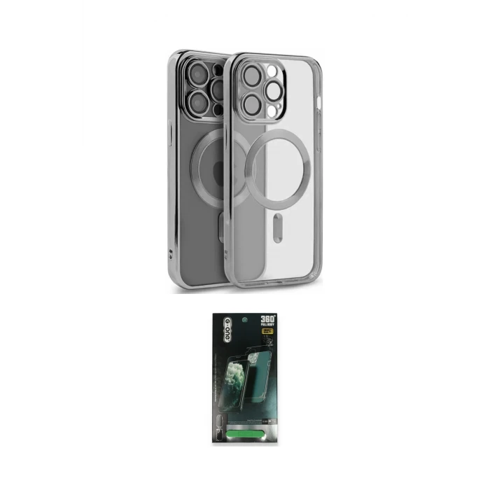 ieg™ iPhone 15 Pro Max Kılıf Nova Işık Özel Seri - Şeffaf 360 Full Body Arka Koruyucu