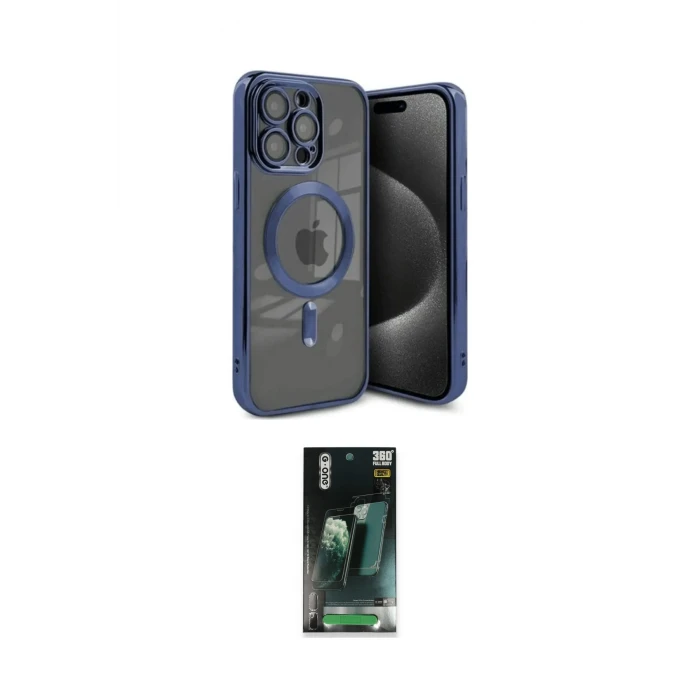ieg™ iPhone 15 Pro Max Kılıf Nova Işık Özel Seri - Şeffaf 360 Full Body Arka Koruyucu