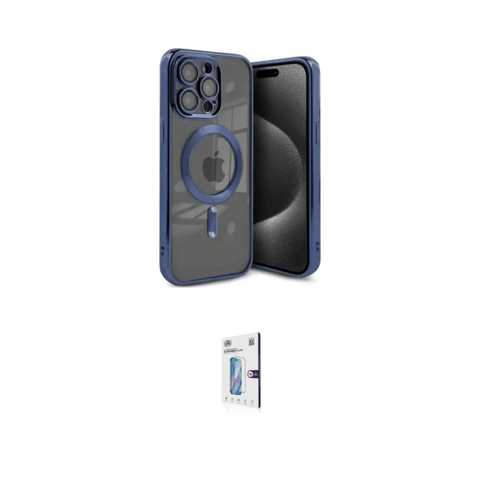 ieg™ iPhone 15 Pro Max Kılıf Nova Işık Özel Seri - Siyah Bilvis 0.18mm Plus Cam Ekran Koruyucu