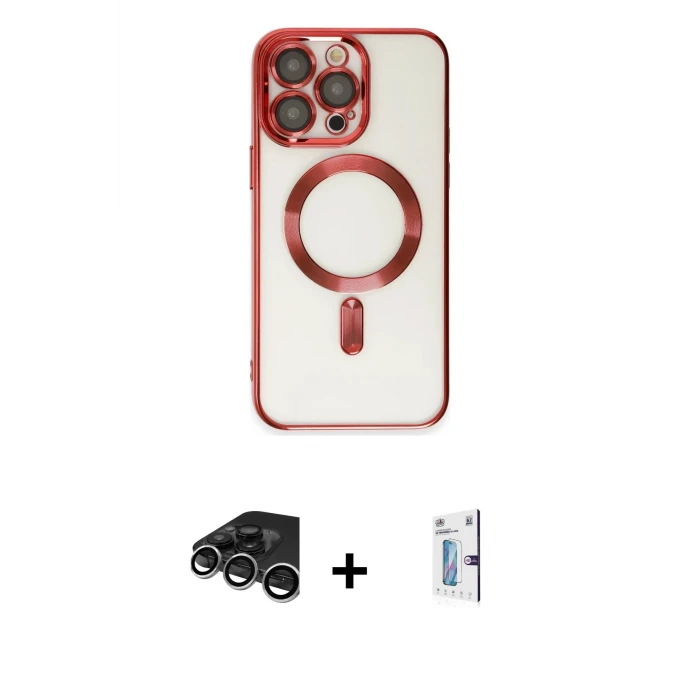 ieg™ iPhone 15 Pro Max Kılıf Nova Işık Özel Seri - Siyah Bilvis 0.18mm Plus Cam Ekran Koruyucu + Raze Metal Kamera Lens - GS