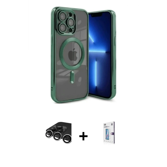 ieg™ iPhone 15 Pro Max Kılıf Nova Işık Özel Seri - Siyah Bilvis 0.18mm Plus Cam Ekran Koruyucu + Raze Metal Kamera Lens - GS