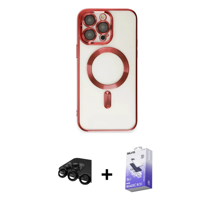 ieg™ iPhone 15 Pro Max Kılıf Nova Işık Özel Seri - Siyah Bilvis 5in1 5D Magic Hayalet Cam Ekran Koruyucu + Siyah Raze Metal Kamera Lens