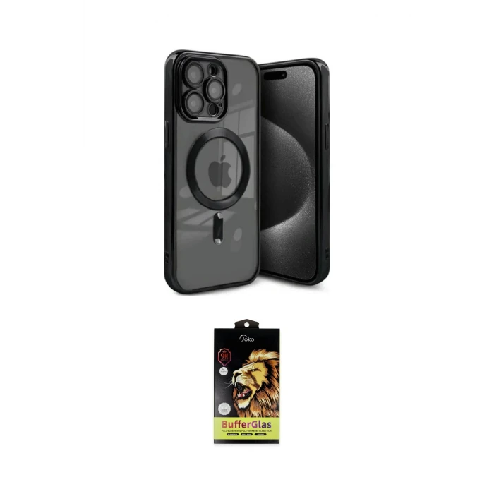 ieg™ iPhone 15 Pro Max Kılıf Nova Işık Özel Seri - Siyah Buffer Cam Ekran Koruyucu