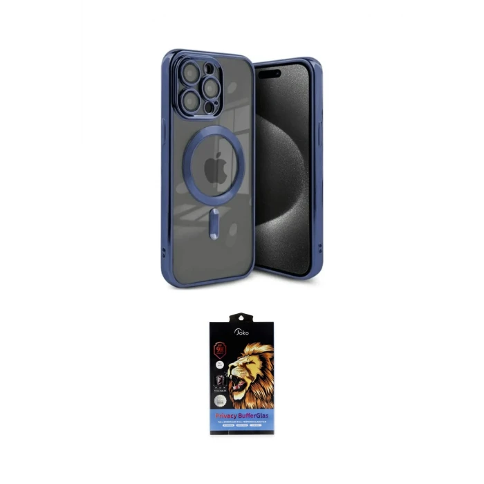 ieg™ iPhone 15 Pro Max Kılıf Nova Işık Özel Seri - Siyah Buffer Hayalet Cam Ekran Koruyucu