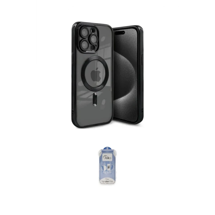 ieg™ iPhone 15 Pro Max Kılıf Nova Işık Özel Seri - Siyah Joko Magic 5D Cam