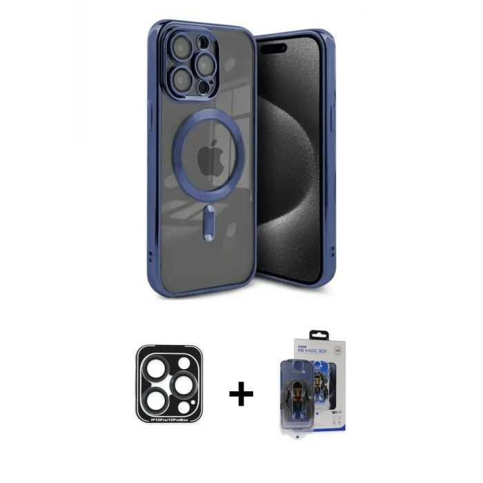 ieg™ iPhone 15 Pro Max Kılıf Nova Işık Özel Seri - Siyah Vanessa Magic Cam + PVD Metal Kamera Lens - LT