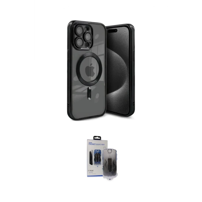 ieg™ iPhone 15 Pro Max Kılıf Nova Işık Özel Seri - Siyah Vanessa Magic Hayalet Cam