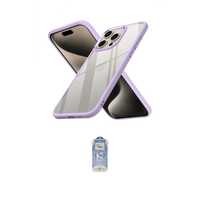 ieg™ iPhone 15 Pro Max Kılıf Nova Işık Serisi - Siyah Joko Magic 5D Cam