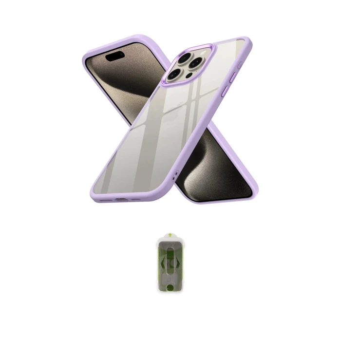 ieg™ iPhone 15 Pro Max Kılıf Nova Işık Serisi - Siyah Joko Magic 5D Hayalet Cam