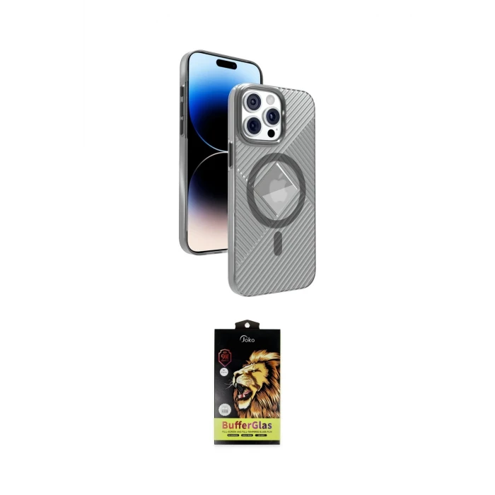 ieg™ iPhone 15 Pro Max Kılıf Nova Modern Prime - Siyah Buffer Cam Ekran Koruyucu