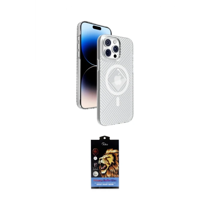 ieg™ iPhone 15 Pro Max Kılıf Nova Modern Prime - Siyah Buffer Hayalet Cam Ekran Koruyucu
