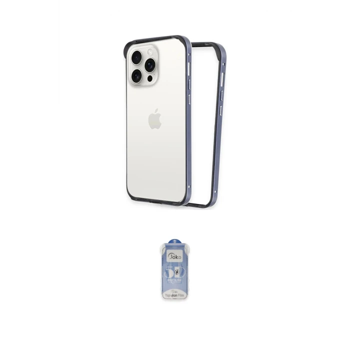 ieg™ iPhone 15 Pro Max Kılıf Pusula Asil Koleksiyonu - Siyah Joko Magic 5D Cam