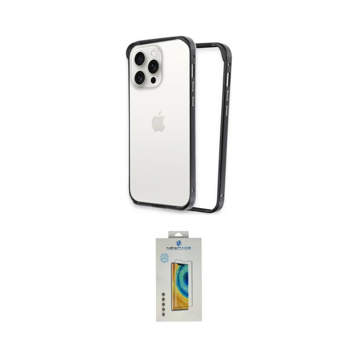 ieg™ iPhone 15 Pro Max Kılıf Pusula Asil Koleksiyonu - Siyah Polymer Nano Ekran Koruyucu